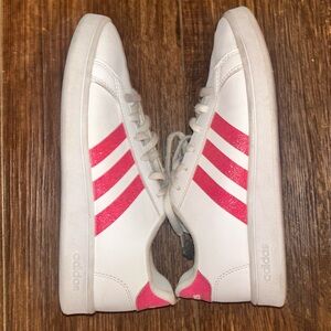 Adidas White and Pink Striped Sneakers